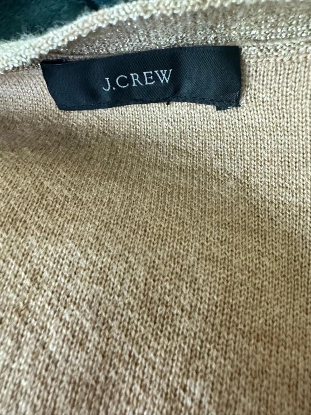 J.Crew Gold Metallic Shimmer V-Neck Button Down Cardigan Sweater Small